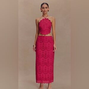 Meshki Pink Halter Top and Skirt, Brand New